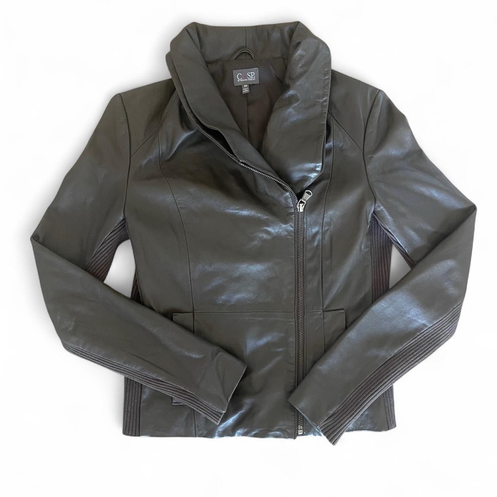 Neiman Marcus Charcoal Brown Leather Jacket